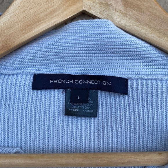 French Connection Caballo floral lace sleeve sweater in light blue size L - Picture 6 of 10